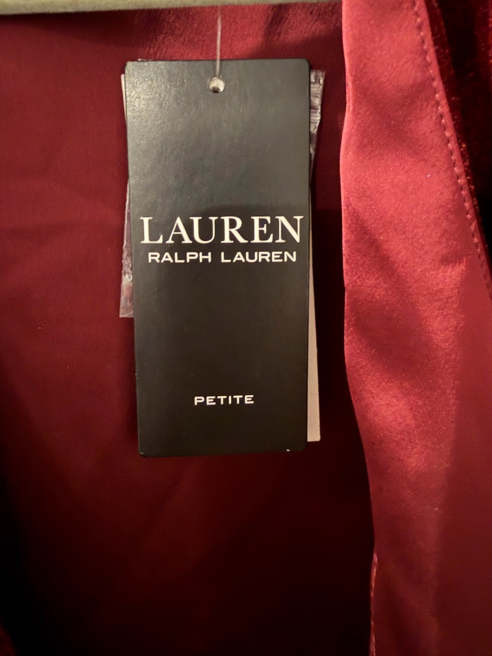 Lauren Ralph Lauren NWT Burgundy Velvet Draped Blouse Petite 12P - Picture 5 of 12